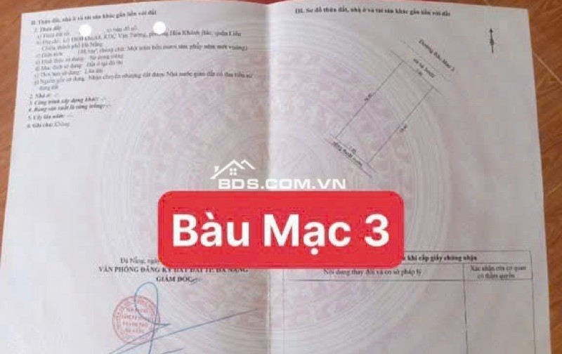 Bán đất đường Bàu Mạc 3 - gần biển - Sát Nguyễn Chánh